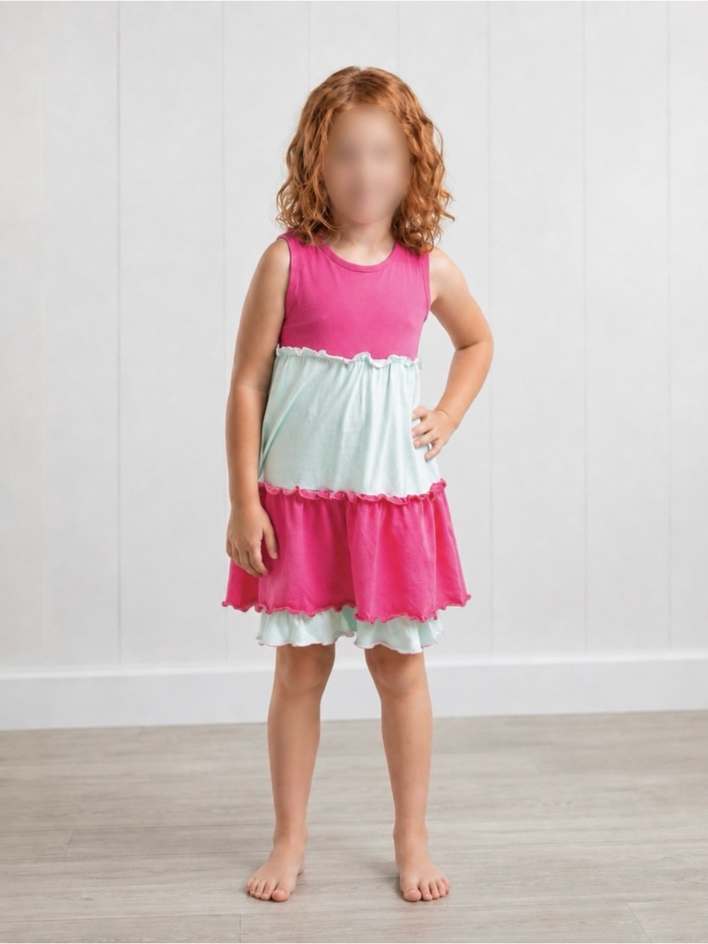 Ruffle Girl Pink & Mint Ruffle Tunic Short Set